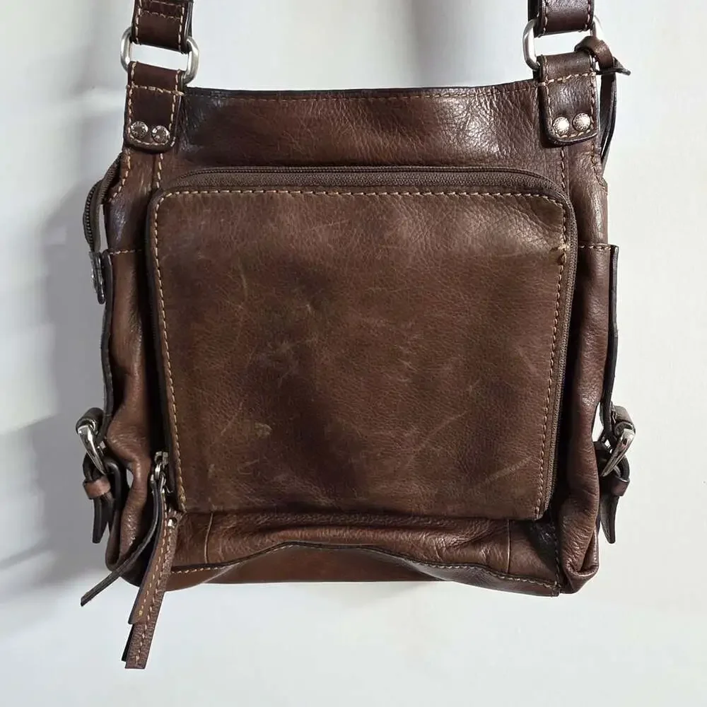 Fossil Brown Leather Crossbody Shoulder Bag with Key Charm